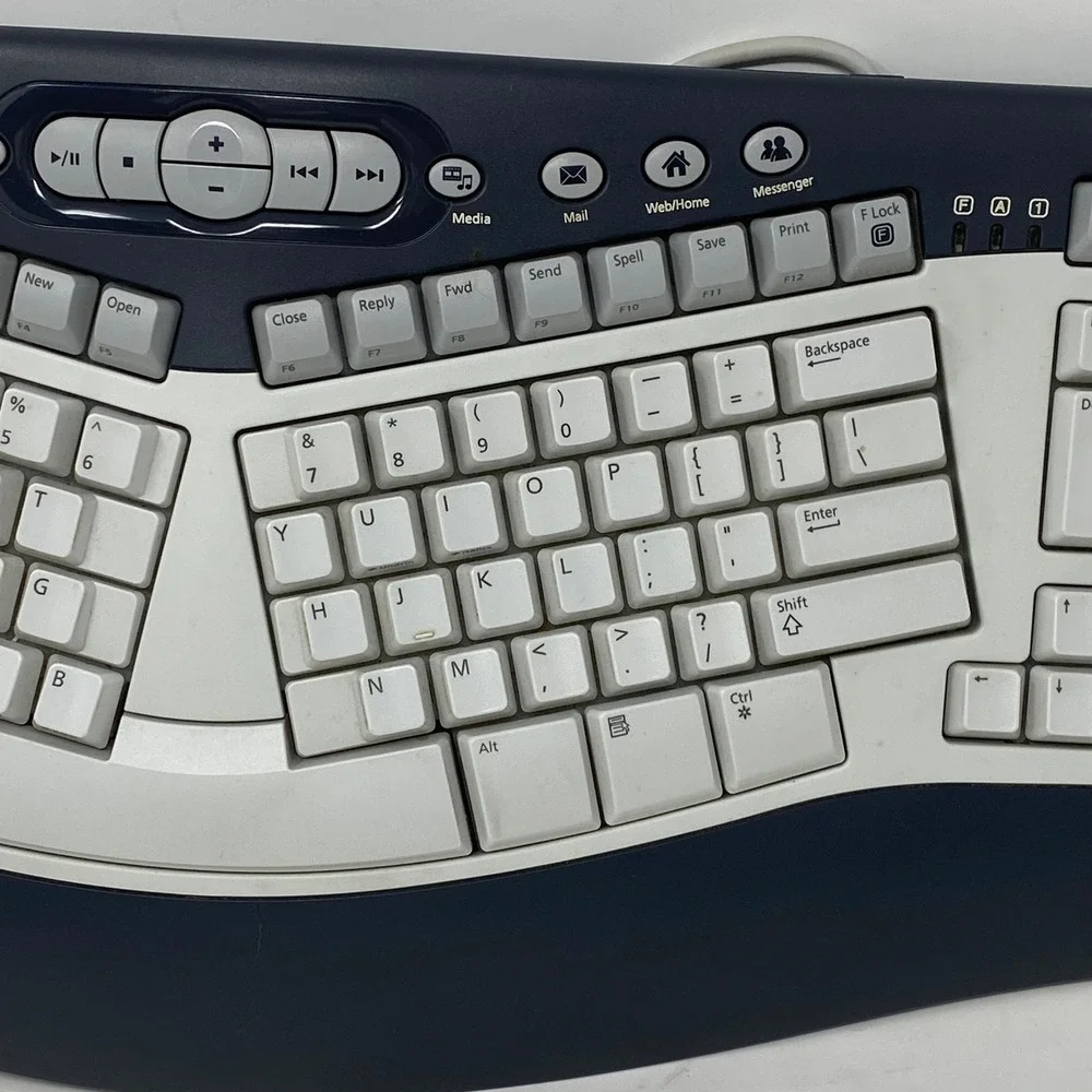 Vtg Microsoft Natural MultiMedia Keyboard 1.0A Navy Blue RT9470 Tested-Works‎